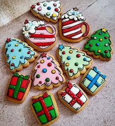 decorated christmas cookies arranged on the floor