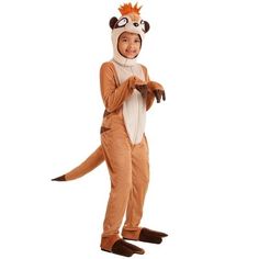 a boy in a costume that is wearing a racoon