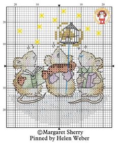 the cross stitch pattern shows two mice on a sleigh