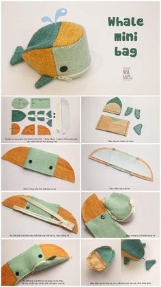 instructions to make a whale mini bag