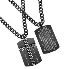 Men's Black Chain Cross Necklace Man of God Chain Cross Necklace, Christian Cross Necklace, Scripture Jewelry, Man Of God, Mens Cross Necklace, Cross Chain, Armor Of God, Godly Man, Christian Jewelry