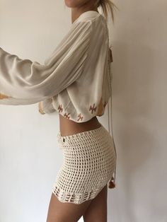 Surf Boutique, Flowy Jumpsuit, Split Pants, Crochet Pants, Relax Pants, Wrap Maxi Skirt, Crochet Skirt, Menorca, Crochet Inspo