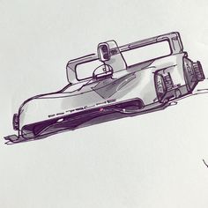 a drawing of a racing car in the air with its wheels still attached to it