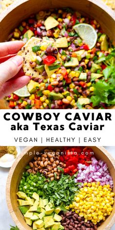 cowboy caviar salad with avocado, black beans, corn and cilantro