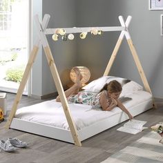 Toddler Bed With Storage, Toddler Bed Girl, Kids Room Bed, Zimmer Diy, Teepee Bed