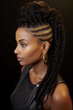 Sophisticated Side Braids for Weddings and Events Mohawk Braided Hairstyles For Black Women, Mohawk Braid Hairstyles, Braided Mohawk For Black Women, Mohawk Braid For Black Women, Braided Mohawk Black Hair, Cornrows Ideas, Braidless Crochet