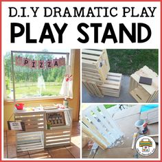 the diy dramatic play stand is made out of pallets