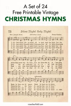 an old sheet music page with the words free printable vintage christmas hymns