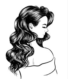 a drawing of a woman with long hair