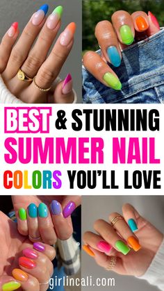 You’ll find the best summer nail polish colors for 2024 here. These cute nail art color trends include different bright and pastel tones such as blue, pink, yellow, red, green, orange, white and purple. Check out simple nail art designs, including long, short, square, oval, stiletto, almond and coffin shape nails. Find nail inspiration for summer vacation and holiday with beach vibe. Check out summer nail styles and patterns with flowers, daisy, glitter, rhinestones, and different colors. Find acrylic and gel nail ideas for dark and pale skin. Check out French tip nail design looks. Find basic solid (plain) varnish colours, including peach, turquoise and neon here. Check out easy dip powder, ombre, matte, wraps extension nails. Find how to do summer nails tips and tutorials. Summer Nail Polish Colors, Summer Nail Color, Colors For 2024, Nail Polish Colors Summer, Easy Dip, Extension Nails, Summer Nail Polish, Flowers Daisy, Shape Nails