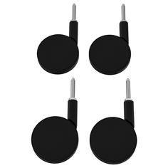 three black round plugs are attached to each other