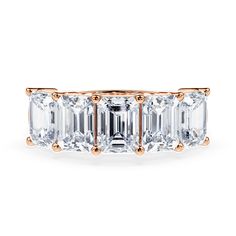 metal:rose_gold show_it Classic Emerald Cut Emerald Ring In Rose Gold, Emerald Cut Band, Half Eternity Ring, Diamond Education, Emerald Cut Diamonds, 2 Carat, Gia Diamond, Eternity Ring, Emerald Cut