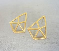 Structure Post Earrings,Geometric 3-D earings by Shlomit Ofir Earrings Geometric, Geometric Lines, Pretty Gift, Art Deco Jewelry, Wire Earrings, Geometric Earrings, Post Earrings