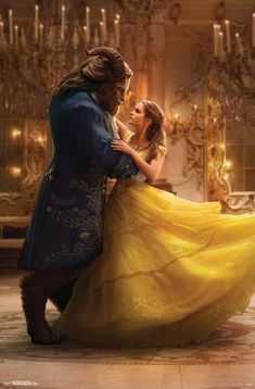 the beauty and the beast character from disney's live - action movie is hugging