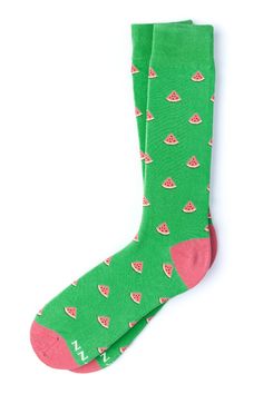 Bite into style and embrace summer all year round with the watermelon sock. This sunny style will make your day feel like a picnic. Food Socks, Green Watermelon, Green Socks, Hipster Man, One In A Melon, Twinkle Star, Photo Booth Backdrop, Designer Socks, S Star