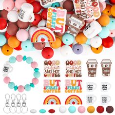 the contents of an assortment of crafting supplies including beads, buttons and magnets