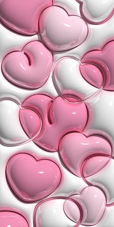 many pink and white hearts on a white background