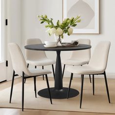 Haven & Oslo dining table set with black round table Serviced Accommodation, Christmas Dining Table Decorations, Black Round Dining Table, Black Kitchen Table, Black Centerpieces, Dining Table Decorations, Round Dining Table Set, Console Table Living Room, Beige Chair