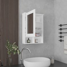 a white sink sitting under a mirror next to a wall mounted cabinet and towel dispenser