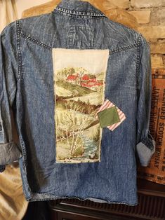 Womens Large Shirt, Vintage Bark Cloth Barn Shirt, Boho Style, Denium Shirt, Scrappy Shirt, Jean Style Shirt, Farm Shirt, Bark Cloth, Farm - Etsy Bark Cloth, Boho Jeans, Style Shirt, Jeans Style, Boho Style, Womens Clothing Tops, Boho Fashion, Shirt Style, Art Collection