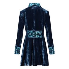 Caspian Blue Velvet Swing Jacket | Beatrice von Tresckow | Wolf & Badger Blue Velvet Winter Outerwear, Groovy Clothing, Hand Embellishment, Match Velvet, Fabulous Outfits, Velvet Flares, Delicate Embroidery, Current Fashion, Navy Velvet