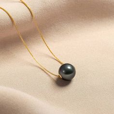 Tahitian Pearl Floating Pendant - House Of Pearls Elegant Tahitian Pearl Necklace For Formal Occasions, Elegant Tahitian Pearl Jewelry With Round Beads, Elegant Round Tahitian Pearl Necklace, Elegant Single Strand Tahitian Pearl Necklace, Luxury Black Tahitian Pearl Necklaces, Elegant Tahitian Pearl Necklace With High Luster, Luxury Black Pearl Chain Necklace, Formal Black Tahitian Pearl Necklaces, Minimalist Black Pearl Necklace With Pendant