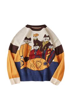 Discover the timeless charm of our Beatles Cats Vintage Unisex Sweater, a perfect blend of nostalgia and contemporary style. This multicolor sweater is a tribute to the iconic 90s fashion, designed for those who appreciate unique, quirky styles. Crafted from high-quality rubber cotton material, this sweater offers both comfort and durability, making it an essential addition to your wardrobe. Free shipping in the US and worldwide. SIZE (CM) M L XL LENGTH 67 69 71 SLEEVE 58 60 62 BUST 118 122 126 SIZE (IN) M L XL LENGTH 26,4 27,2 27,9 SLEEVE 22,8 23,6 24,4 BUST 46,5 48 49,6 Our Beatles Cats Vintage Unisex Sweater stands out with its distinctive design featuring adorable cat illustrations intertwined with Beatles-inspired elements. It's a perfect piece for anyone who loves vintage and Harajuk Style Knitted Sweater, Cat Demon, Flower Cat Collar, Party Sweaters, Cat Sweater, Embroidery Sweater, Sweater Autumn, Retro Cats, Round Neck Sweaters