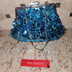 Style&Co Blue Sequin Mini Clutch. Never Worn Before . Dream Bags, Bags Style, Sequin Mini, Wristlets, Women's Style, Evening Bags, Clutches, Fashion Bags, Sequin