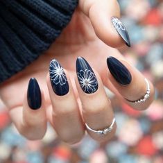 # nail arts# Navy Nail Art, Blue And Silver Nails, Blue Nail Color, Best Press On Nails, Navy Nails, Navy Blue Nails, Brown Nails Design, Easter Nail Art, Colorful Nails