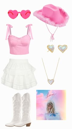 lover💗 Taylor Swift Lover Cowboy Hat, Lover Concert Outfit Ideas, T Swift Lover Outfits, Eras Tour Movie Outfits Lover, Taylor Swift Movie Outfits Lover, Lover Era Costume, Lover Halloween Costume Taylor Swift, Ts Lover Era Outfits