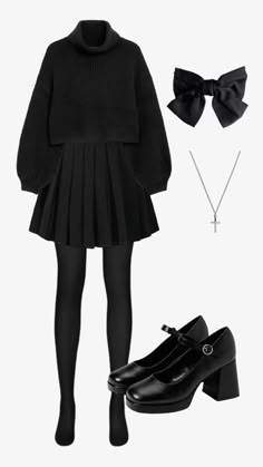 Black And White Academia Outfits, Dark Preppy Outfits, Black Coquette Outfit, Classy Fashion Style, Elegance Dress, Warm Earth Tones, Luxury Photography, Statement Accessories, Classy Fashion