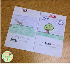 two children's books with pictures of animals and trees on them, one has the words bark