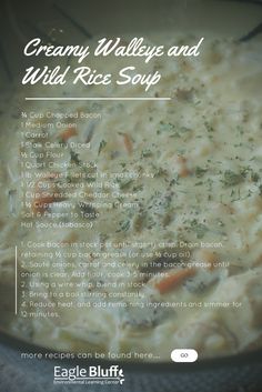 the recipe for creamy willies and wild rice soup is shown in an image above