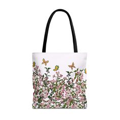 Add a touch of floral elegance to your everyday style with our Handmade Women's Floral Canvas Tote Bag. Designed for both functionality and fashion, this eco-friendly bag is perfect for shopping, beach trips, or daily use. This Honeysuckle tote bag features my hand-drawn design and is available in 3 sizes and with a choice of handle colour, giving you functionality with style! I love the Honeysuckle as it symbolizes pure happiness. In addition, it conveys messages of sweetness and affection. All Floral Print Tote Shoulder Bag For Shopping, Eco-friendly Floral Print Canvas Bag For Everyday Use, Multicolor Floral Print Shopping Bag, Black Floral Print Tote Bag, Multicolor Floral Print Bag With Double Handle, Pure Happiness, Eco Friendly Bags, Floral Canvas, Beach Trips