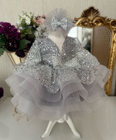 Grey Sequined Baby Girl Dress, Princess Girl Dress, Puffy Tulle Dress, Toddler Party Dress, Photoshoot Baby Dress, Baby Girl Tutu Dress This gold puffy dress is specially designed and handmade for your baby girl. Your girl will be like a princess with these dresses that she can wear on special occasions such as birthdays, weddings and Christmas. Check out our baby girl dresses selection for unique handmade dresses from BabyDesignDresses. ✿ Product Features; ✰ Baby Dress Materials: Sequined Tulle Party Dress Photoshoot, Puffy Tulle Dress, Birthday Frocks, Frocks For Babies, Toddler Party Dress, Dress Photoshoot, Toddler Parties, Dress Baby Girl