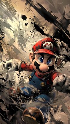 an image of mario running through the air