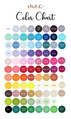 a color chart with different colors on it