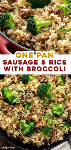 one pan sausage and rice with broccoli