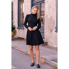 Long Sleeve Fit & Flare Dress With Zipper Back Brand New With Tags 17.5" Ptp 15.5" Waist 37.5" Length Winter A-line Midi Dress For Date Night, Black A-line Mini Dress For Workwear, Fitted Mid-length Mini Dress For Fall, Fitted A-line Long Sleeve Dress For Fall, Black A-line Mini Dress For Work, Fall Formal Fit And Flare Mini Dress, Casual Black Long Sleeve Dress For Fall, Black Long Sleeve Fit And Flare Mini Dress, Black Fit And Flare Long Sleeve Mini Dress