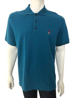 (eBay) This 100% cotton polo t-shirt in teal color features a discrete Berluti shoe print embroidered on the chest. Made in: Italy Material: 100% Cotton Size: 54 Berluti / 44 US / XL Approximate Measurements: Chest Width: 58 cm Body Length: 75 cm Sleeve Length: 25 cm Shoulder Width: 48 cm Condition: NEW with tags. Blue Polo Shirt With Relaxed Fit And Crew Neck, Blue Relaxed Fit Polo Shirt With Crew Neck, Casual Blue Polo Collar T-shirt, Blue Casual Polo Shirt With Crew Neck, Casual Blue Polo Shirt With Crew Neck, Blue Casual Crew Neck Polo Shirt, Blue Crew Neck Polo Shirt For Summer, Blue Relaxed Fit Short Sleeve Polo Shirt, Berluti Shoes