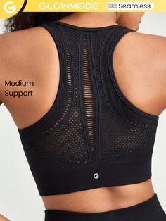 Move gracefully in our ultra-soft Seamless sports bra with a scoop neckline, racerback with perforated detail, and removable cups to customize your fit.Seamless Wild Racerback Sports Bra Black    Fabric Plain  High Stretch  Women Activewear, size features are:Bust: ,Length: ,Sleeve Length: Tank Top Bras, Seamless Sports Bra, Racerback Sports Bra, Women Sports, Black Sports Bra, Sport Bra, Outdoor Woman, Bra Women, Sports Bras