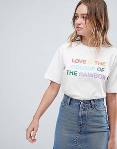 Monki slogan tee in white Shirt Outfit Summer, Cute Summer Shirts, Slogan T Shirt, Shirt Print Design, Slogan Tee, Fashion Inspiration Design, Tshirt Outfits, Summer Shirts