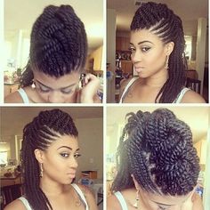 Marley Twist Styles, Adult Hairstyles, Marley Twist, Braid Bun, Hair Twists, Unique Braids, Braiding Styles, Mohawk Braid, Marley Twists