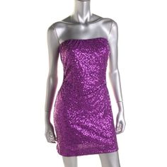 Just Flirt Purple Sequined Strapless Party Clubwear Dress L. Manufacturer: Just Flirt Size: L Size Origin: Us Manufacturer Color: Purple Retail: $98.00 Condition: New With Tags Style Type: Clubwear Dress Collection: Just Flirt Silhouette: Sheath Sleeve Length: Strapless Closure: Pullover Dress Length: Above Knee, Mini Total Length: 25 Inches Bust Across: 14 1/2 Inches Waist Across: 14 Inches Hips Across: Inches Material: 92% Polyester/8% Lycra Fabric Type: Sequined Specialty: Cut-Out Strapless Mini Dress For Prom Party Season, Glamorous Summer Strapless Club Dress, Glamorous Summer Club Strapless Dress, Glamorous Summer Strapless Dress For Club, Flirty Strapless Backless Dress For Party Season, Flirty Backless Strapless Dress For Party Season, Spring Backless Tube Top For Night Out, Backless Tube Top For Night Out In Spring, Backless Party Tube Top