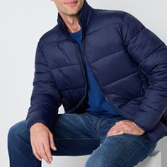 Gear up for cooler weather with this St. John's Bay men's midweight puffer jacket equipped with water-resistant properties. Crafted from a durable woven fabric, it features a mock neck, long sleeves, a full-zip front, and two side zip pockets for added convenience. Features: Water ResistantClosure Type: ZipperNeckline: Mock NeckPockets: 2 Side Zip PocketsSleeve Length: Long SleeveWarmth Factor: MidweightApparel Length: 28 InchesOuterwear Length: ShortFiber Content: 100% NylonFabric Description:… Mens Blue Mac, Cooler Weather, Puffer Jacket, Side Zip, Mock Neck, Woven Fabric, Zip Pockets, Puffer, Coats Jackets