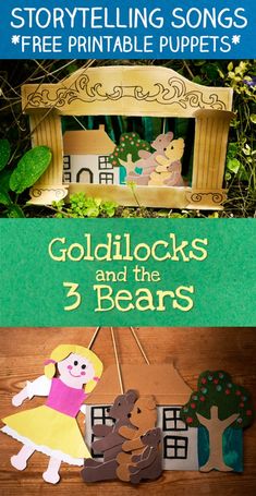 the cover of goldilocks and the 3 bears story telling songs free printable puppets