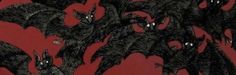 an image of black bats on red background