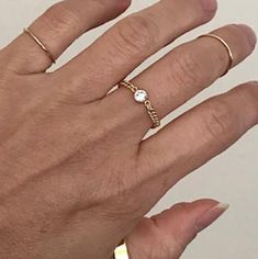 Chain CZ Ring * 1 Ring * 14k Gold Filled * Curb Chain * Cubic Zirconia: 4 mm * Made in USA Gold Chain Ring, Wide Gold Ring, Minimalist Bangle, Chain Ring Gold, Hammered Gold Ring, Gold Stacking Ring, Hammered Bangles, Everyday Ring, Stacking Ring Set