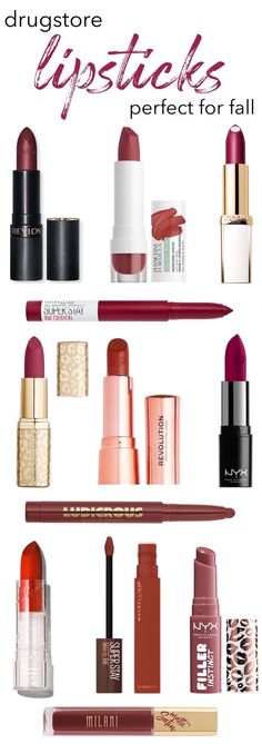 Brown Lipstick Drugstore, Fall Lipstick Colors 2022, Fall Lipstick Colors, Best Drugstore Lipstick, Pretty Lipstick, Maroon Lipstick, Fall Lip Color, Seasonal Makeup