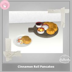 the cinnamon roll pancakes are ready to be eaten